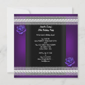 Invitation Douce seize Rose pourpre perle noire (Dos)
