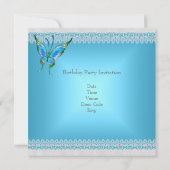 Invitation Douce Seize Seize Lace sarcelle Bleu Papillon (Dos)