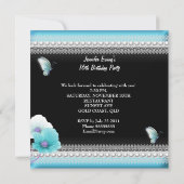 Invitation Douce Seize Seize Papillon Noir Bleu Sarcelle (Dos)