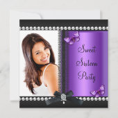 Invitation Douce seize Seize Papillon Noir Violet (Devant)