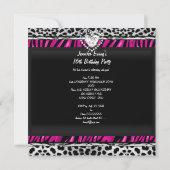 Invitation Douce Seize Zèbre Léopard Rose Noir Diamant (Dos)