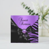 Invitation Douce Seize Zèbre Violet Noir Joyau (Debout devant)