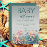 Douce sirène sous-marine bébé dauphin poulpe Fête