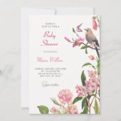 Invitation Douce soirée bébé art oiseau floral (Devant)