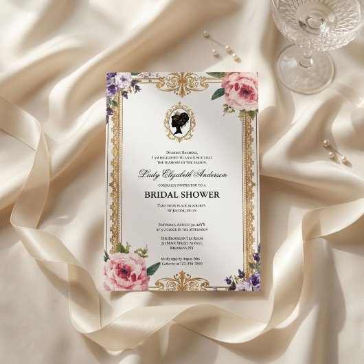 Invitation Douce soirée de mariage florale de l'ère Régence