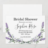 Invitation Douce soirée de mariage Lavande et Eucalyptus (Devant / Derrière)