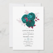 Invitation Douce soirée de mariage turquoise et burgundy flor (Devant)