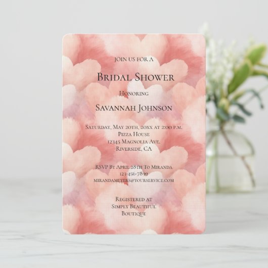 Invitation Douce Sur Vous Cœurs Roses De Mariée (Debout devant)
