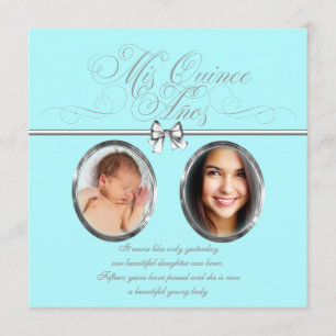 Invitation Douce Teal Blue Photo Quinceanera
