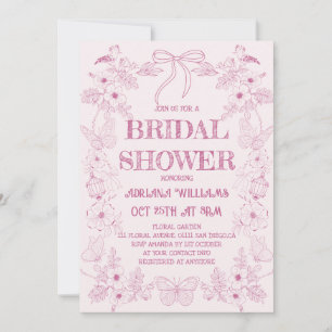 Invitation Douce Toile Florale Rose pour une Baby Shower Fran
