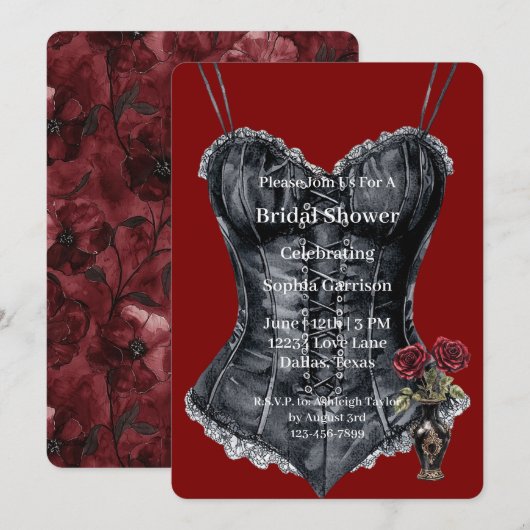 Invitation Douce Touche Rose Florale Oiseaux Mariage (Devant / Derrière)