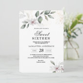 Invitation Douce verdure Aquarelle Feuille & Fleur | Or (Debout devant)