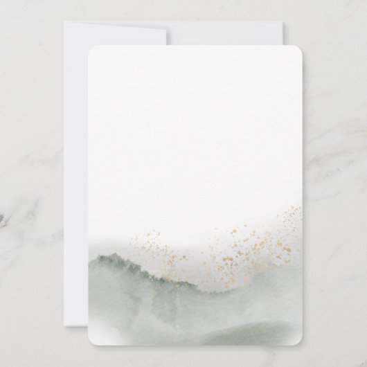 Invitation Douce verdure Aquarelle Feuille & Fleur | Or (Dos)