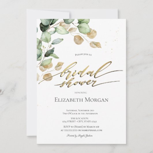Invitation Douce verdure de eucalyptus botanique pour la douc (Devant)