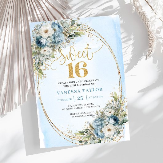 Invitation Douce verdure poussiéreuse bleue rêveuse pour un 1