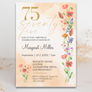 Invitation Douce Wildflower 75e Anniversaire Pour Elle - 75 A