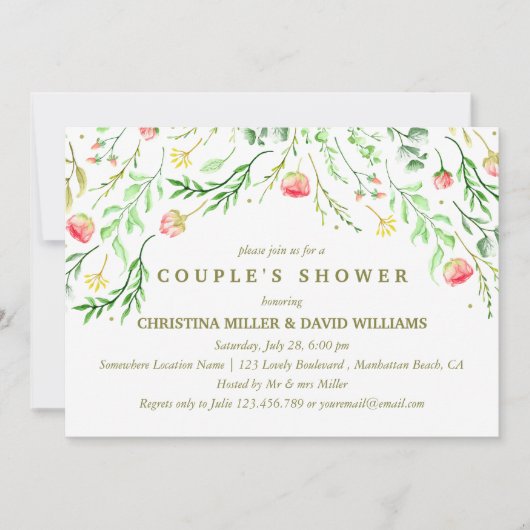 Invitation Doucement romantique | Douche à nuages Mariage flo (Devant)