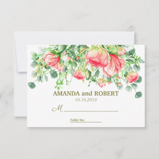 Invitation Doucement romantique | Lieu de table des Mariages (Devant)
