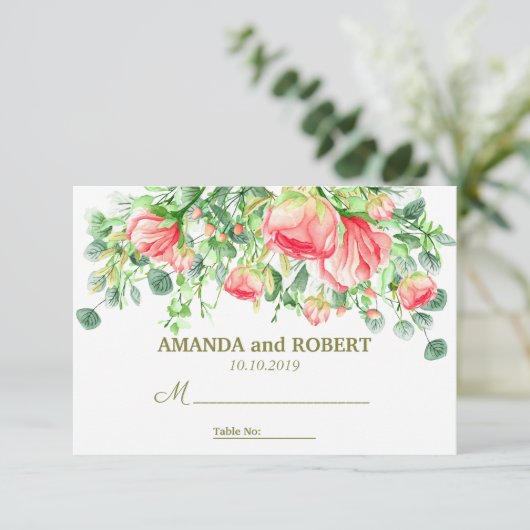 Invitation Doucement romantique | Lieu de table des Mariages (Debout devant)