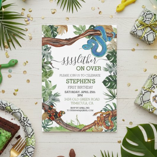 Invitation Doucement sur Snake Reptile Lover Anniversaire