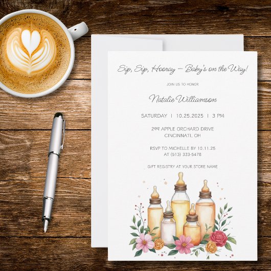 Invitation Douces Bouteilles Baby Shower