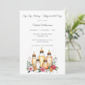 Invitation Douces Bouteilles Baby Shower (Debout devant)