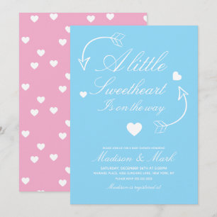 Invitation Douces Coeurs Flottants Baby Shower Bleu