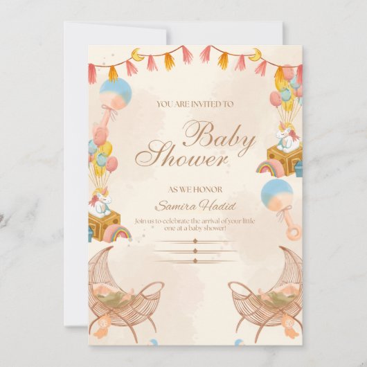 Invitation Douces Débuts Baby Shower (Devant)