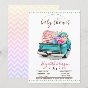 Invitation Douces friandises camion mignon en zigzag Baby Sho