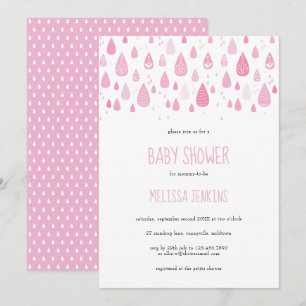 Invitation Douces gouttes de pluie roses Baby Shower / Sprink