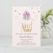 Invitation Douces Macarons Bébé Étoiles  Baby Shower (Debout devant)