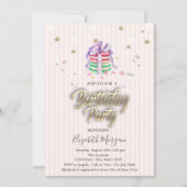 Invitation Douces Macarons Bébé Étoiles Fête d'anniversaire (Devant)