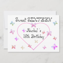 Douces Papillons Cœur Rose Sweet 16 Anniversaire