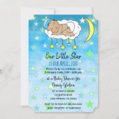 Invitation Douces petites étoiles et lunes bleues pour bébé h (Devant)