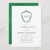 Invitation Douceur aquarelle Lauriers Couronne Mariage Douche (Devant / Derrière)