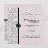 Invitation Douceur baroque violette et noire 16 fêtes (Devant / Derrière)