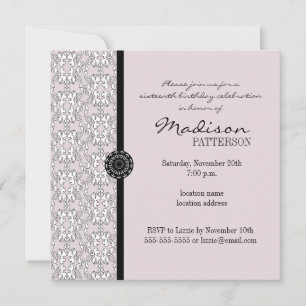 Invitation Douceur baroque violette et noire 16 fêtes