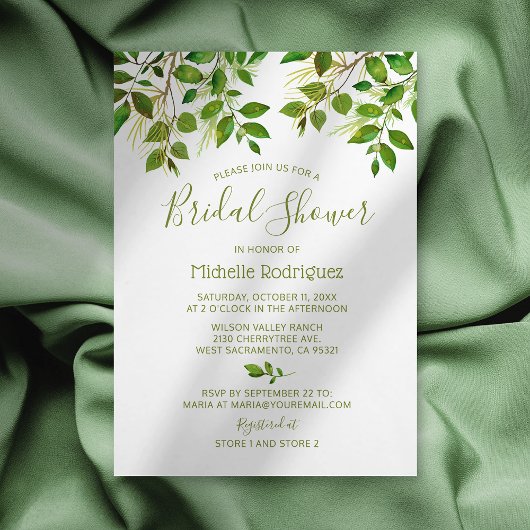 Invitation Douceur botanique Fête prénuptiale aquarelle