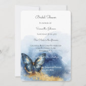 Invitation Douceur Céleste Papillon Bleu Or Mariage (Devant)
