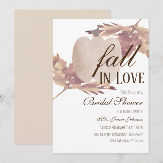Invitation Douceur d'automne Mariage Shower de Fiançailles à (Devant / Derrière)