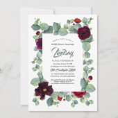Invitation Douceur de eucalyptus floral mariage burgundy (Devant)