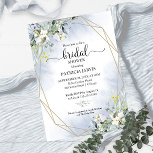 Invitation Douceur de eucalyptus géométrique pour une baby sh