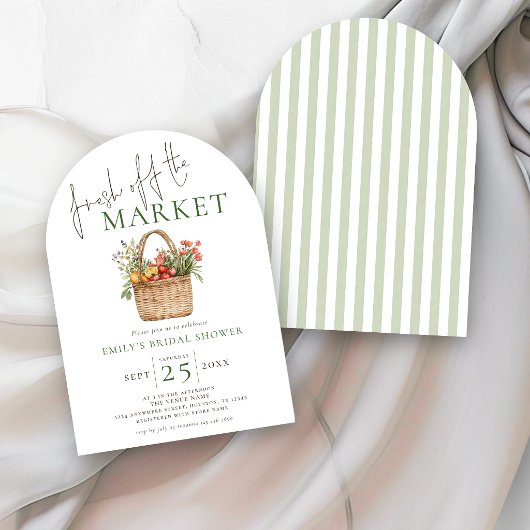 Invitation Douceur de Marché Rayures Sauge Mariage
