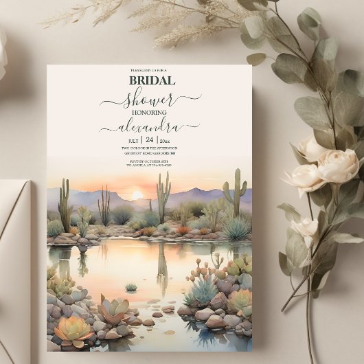Invitation Douceur de mariage Cactus aquarelle succulents