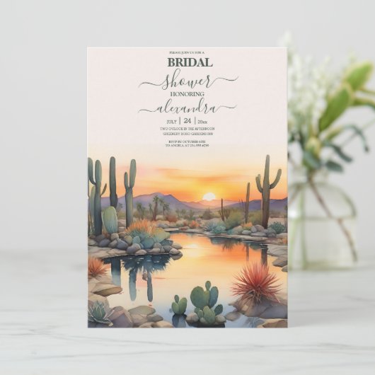 Invitation Douceur de mariage dans le désert avec cactus à l' (Debout devant)