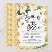 Invitation Douceur Florale Blanche Comme Peut Être Baby showe (Devant / Derrière)