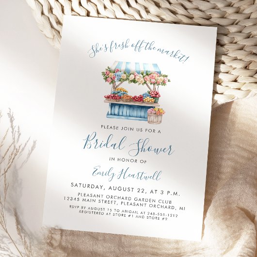 Invitation Douceur Florale Bleue de Mariage