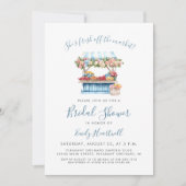 Invitation Douceur Florale Bleue de Mariage (Devant)