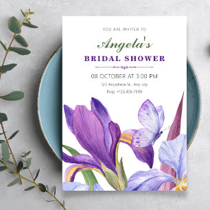 Invitation Douceur florale d'iris violet pour douche de marié
