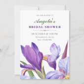 Invitation Douceur florale d'iris violet pour douche de marié (Devant)